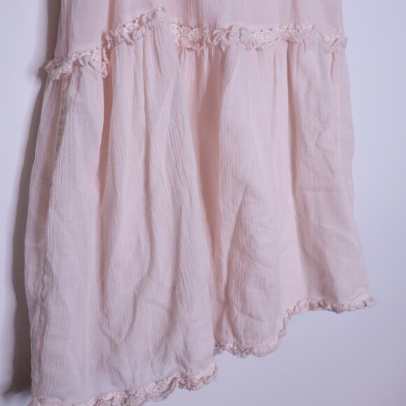 SUNDAY BEST Aritzia Angela Mini Dress Mochi Pink Tiered Strappy Sleeve Women's S - Picture 9 of 12